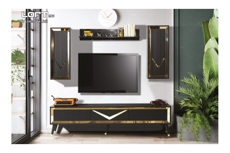 Loft Siyah Gold Yemek Odası
