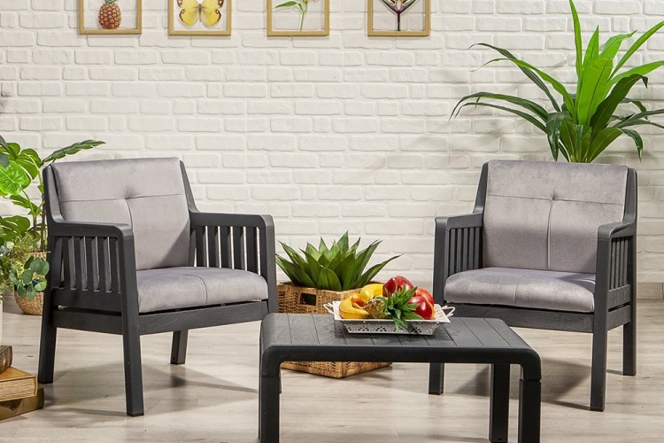 Belen Bahçe Takımı Antrasit 1+1+Sehpa