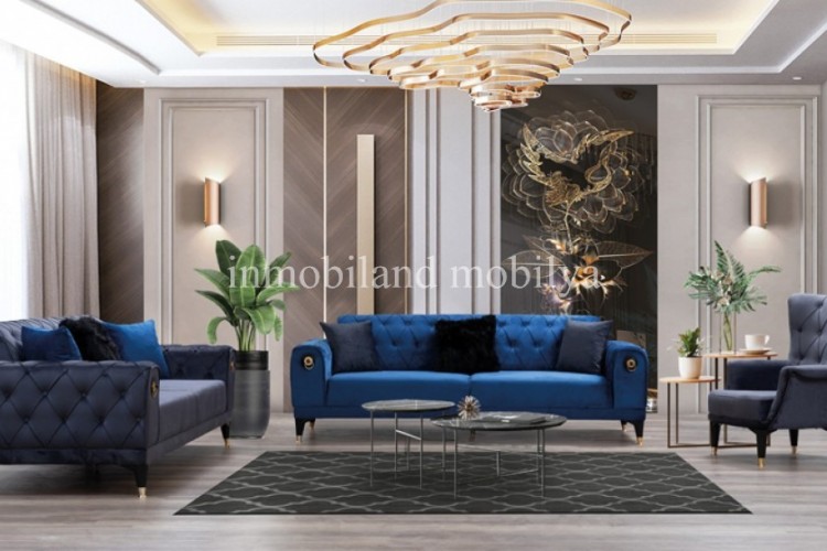 Elegance Blue Chester Koltuk Takımı