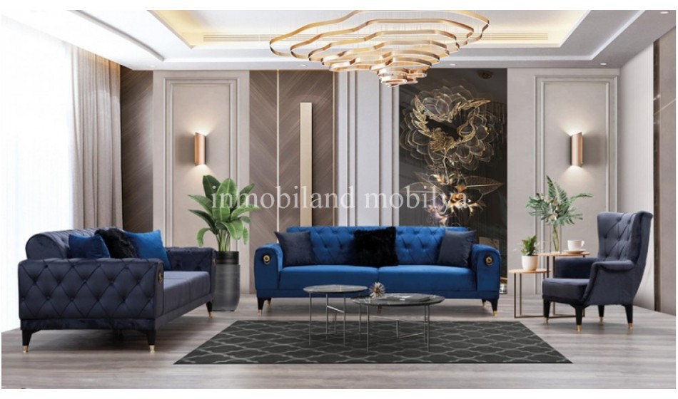Elegance Blue Chester Koltuk Takımı