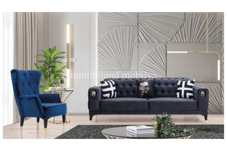 Elegance Mavi Chester Koltuk Takımı
